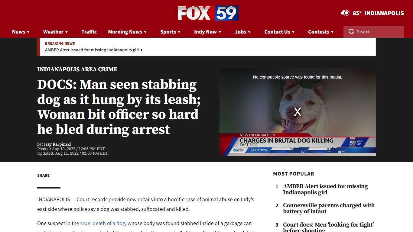 Dog killed by man, woman court documents - fox59.com